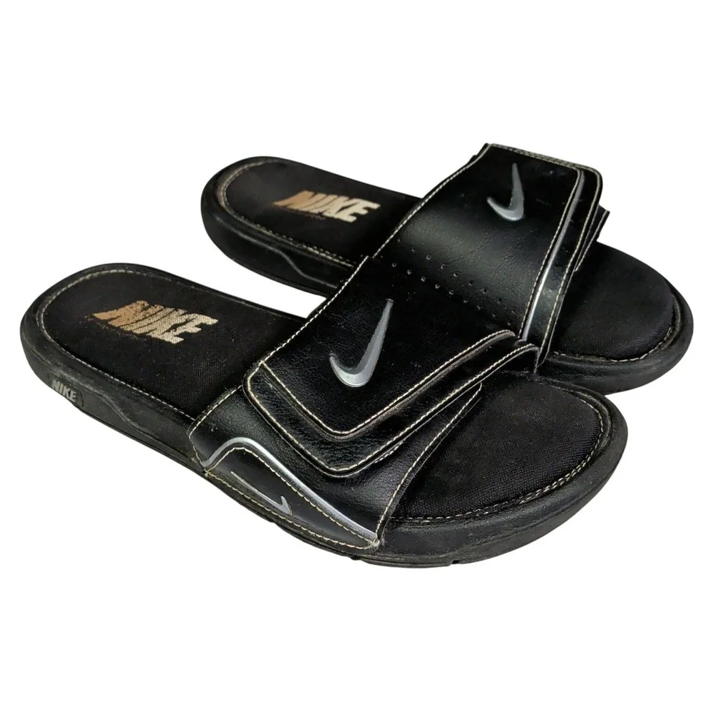 Nike Comfort Slide 2 Sandals Mens Size 7 Black Metallic Silver Y2K 415206-002